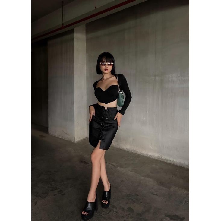 Chân váy da lucie - leather skirt - chân váy 02