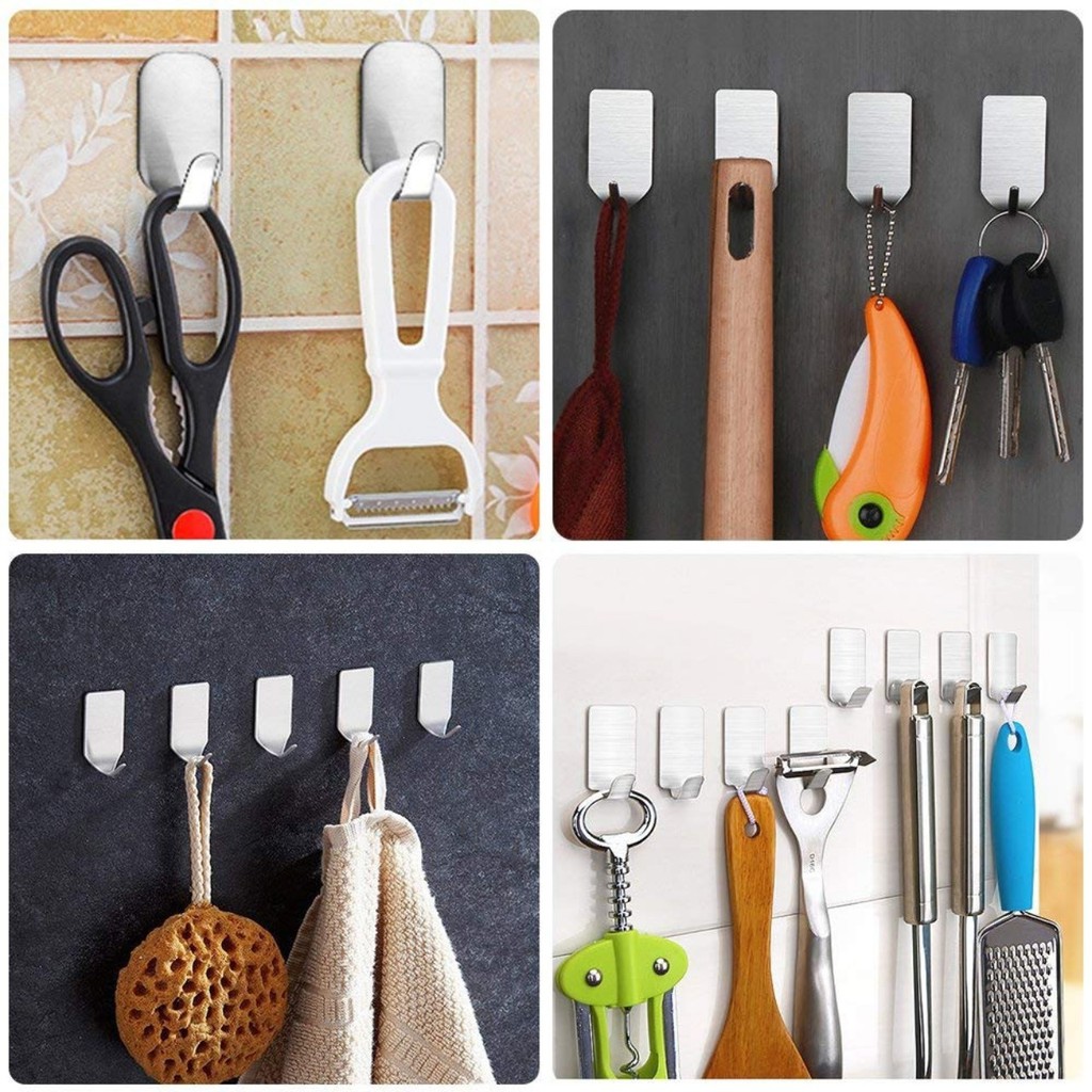 Móc treo đồ dán tường inox 304 siêu dính-10CÁI
