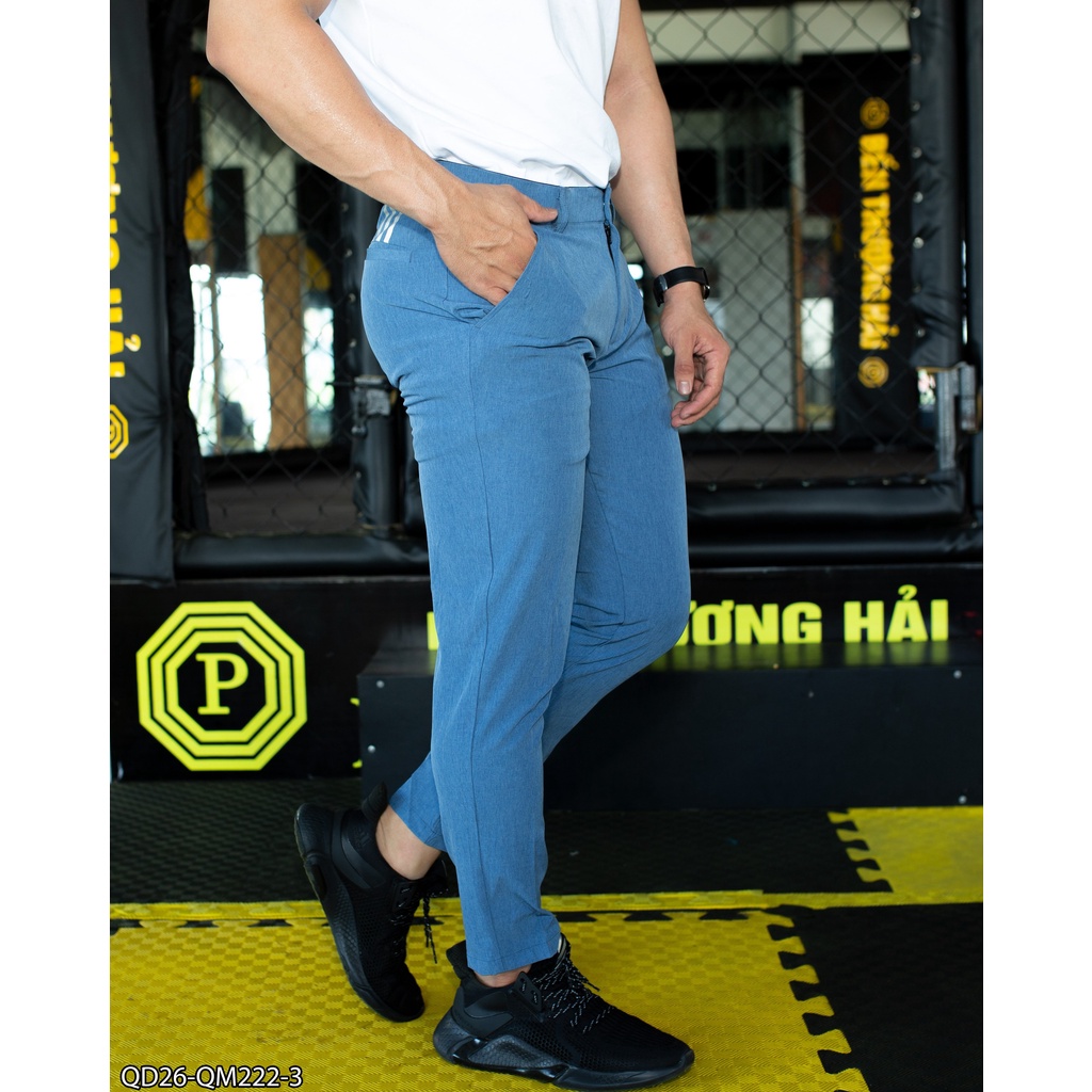 Quần dài golf Adidas xi dãn xịn QD26 - thể thao nam in viền lưng + phối 3 sọc túi