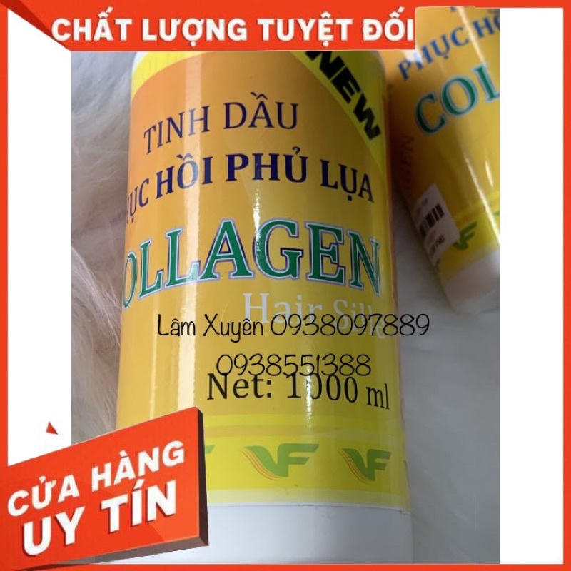 [FREESHIP] Tinh dầu serum phục hồi phủ lụa 1000ml pha hoá chất uốn duỗi nhuộm phủ bóng TVF màu vàng bảo vệ tóc bóng tóc