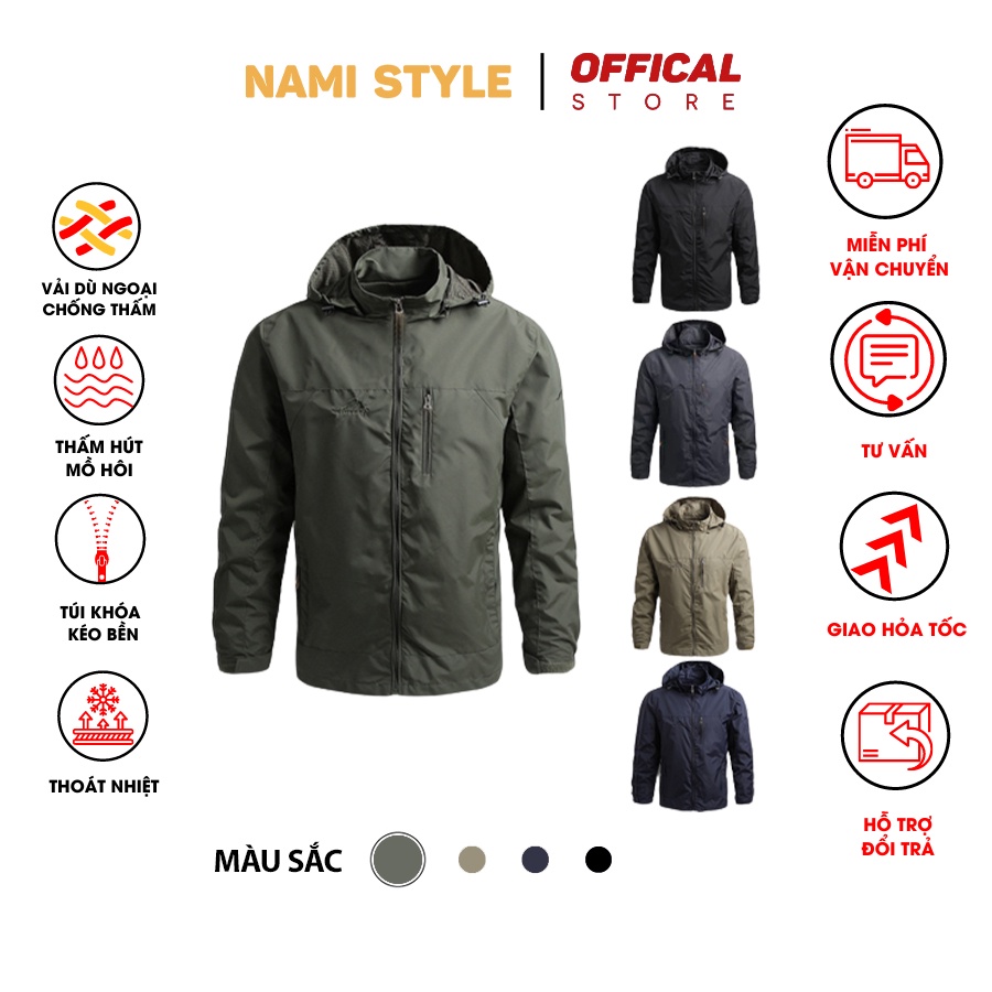 Áo khoác gió nam, chống nắng mưa, chất vải dù ngoại xịn đẹp-AK02