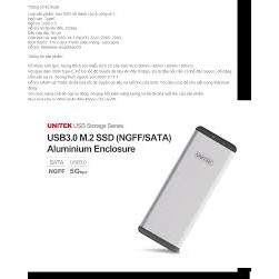 Box chuyển SSD M2 Sata sang ổ cứng di động Unitek Y-3365 chuẩn 3.0 (Xám)