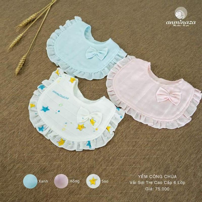 Anminaza - Phụ kiện gối, bộ chặn, yếm tròn, khăn sữa hộp sợi tre Anminaza