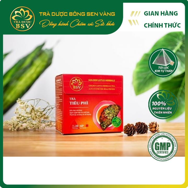 Trà Tiêu Phì Bông Sen Vàng Túi Đốt Cháy Mỡ Thừa, Giảm Hấp Thu Chất Béo Hộp 20 Túi Lọc Kim Tự Tháp