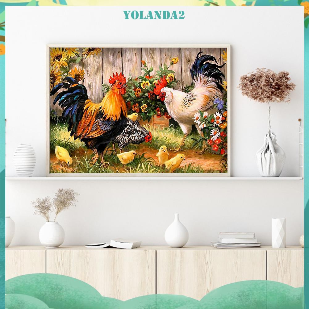 Bộ tranh thêu chéo trang trí nội thất hình gà 11CT DIY