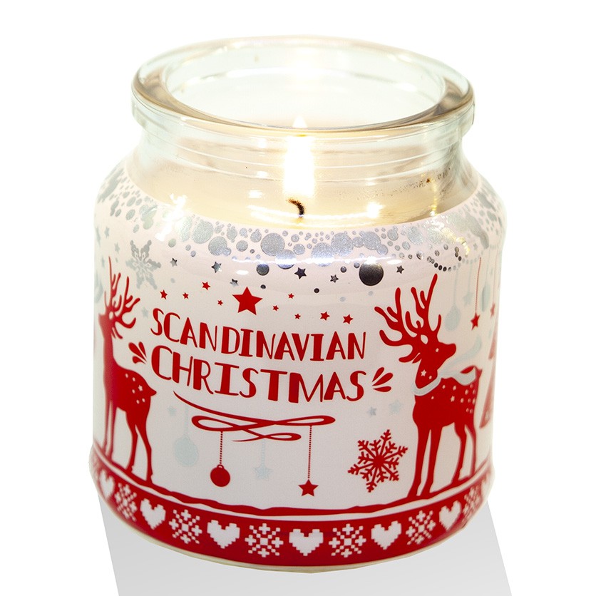 Ly nến thơm khử mùi, trang trí, nến tinh dầu Bartek Scandinavian Christmas 130g GỪNG, TÁO, QUẾ