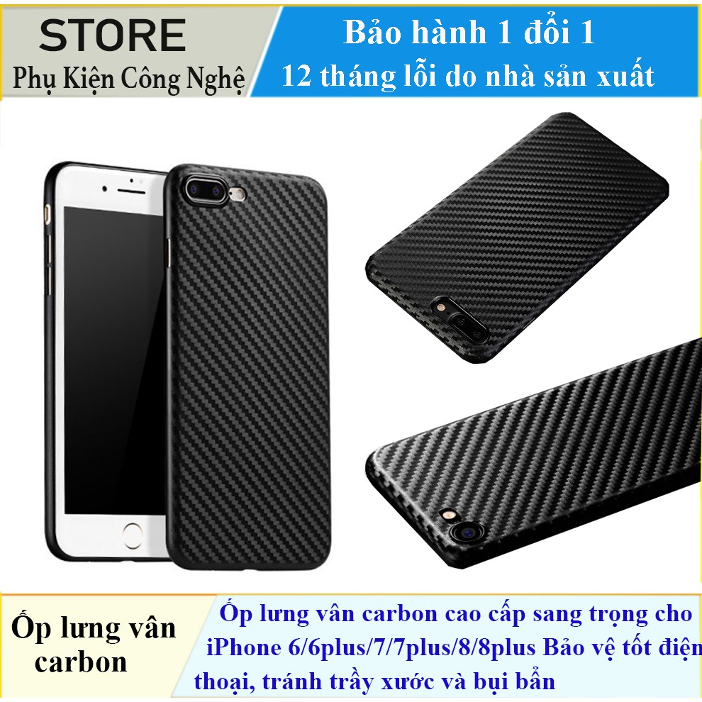 Ốp lưng vân carbon cao cấp sang trọng cho iPhone 6/6plus/7/7plus/8/8plus