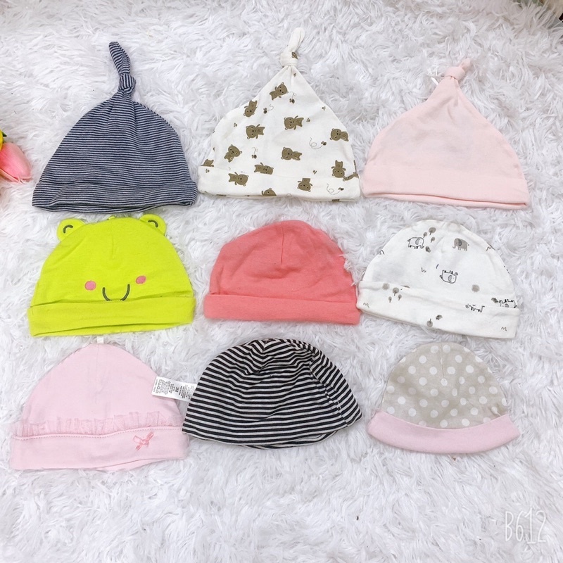 Mũ sơ sinh chất cotton co giãn dành cho bé 0-9m