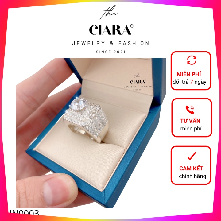 Nhẫn Bạc Nam ⚡𝐆𝐈𝐀́ 𝐇𝐔̉𝐘 𝐃𝐈𝐄̣̂𝐓⚡Nhẫn Bạc 925 Đính Kim Cương Cao Cấp CIARA - Sang Trọng - NN0003