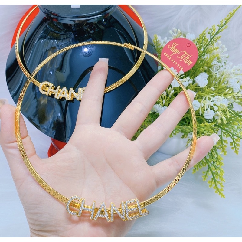 Kiềng cổ mặt chữ cn chạm xoàn dát vàng 18 cao cấp mẫu mới về