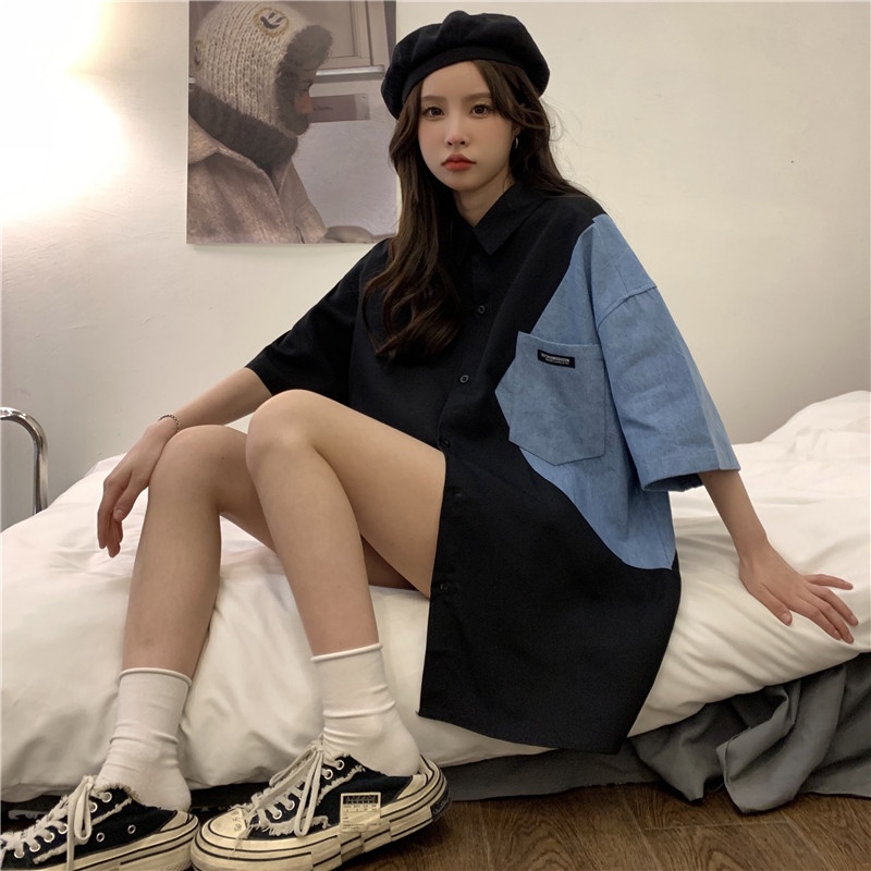 NRVP Áo Sơ Mi Dáng Rộng Thời Trang Hàn Quốc Cá Tính Cho Nữ