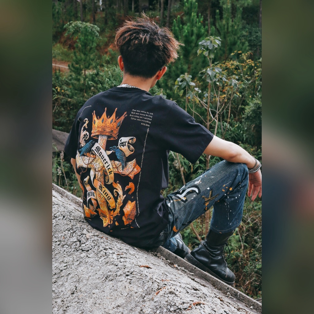 Áo Thun Unisex In Lụa Maverick King Thánh Giá Phông Nam Nữ Rocktee Vải Cotton Cao Cấp Form Rộng Mỹ Local Brand MVR