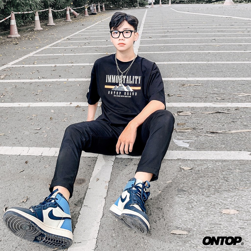 Áo thun local brand chính hãng ONTOP tay lỡ form rộng màu đen ONTOP - High Mountain | BigBuy360 - bigbuy360.vn