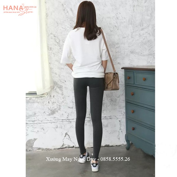 Quần legging lót lông nữ cạp cao nâng mông dáng quần nỉ lót lông mèo dài gen bụng vải co giãn ôm body mặc mùa đông ấm
