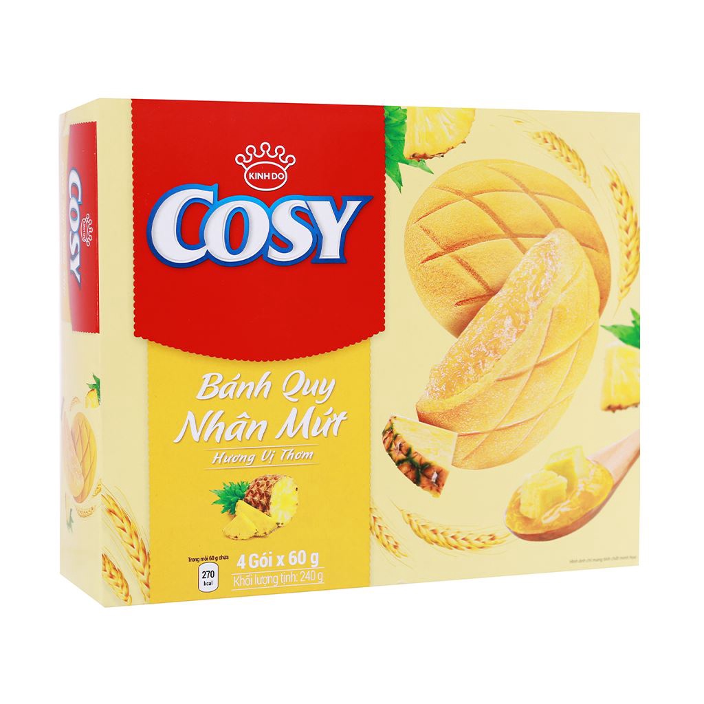 Bánh quy ngọt Cosy nhân mứt thơm / mứt dâu / Táo hộp 240g