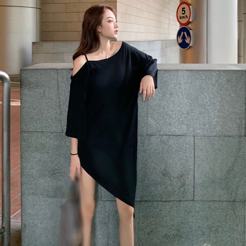 Đầm ba mảnh tay lỡ màu sắc trơn phong cách hàn quốc cho nữ