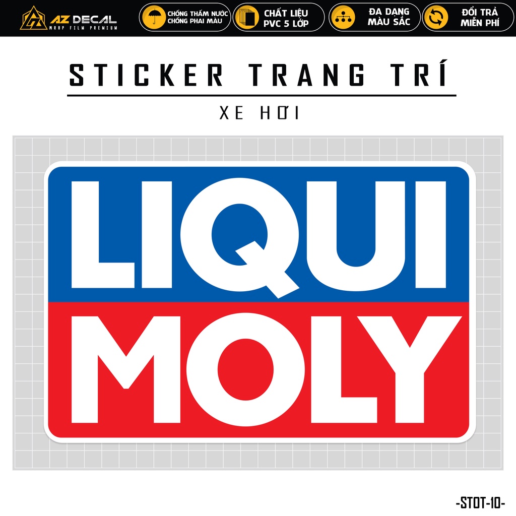 Tem Dán Xe Ô Tô Thiết Kế LIQUI MOLY | STOT-10 | Sticker Oto Xe Hơi 4 Chỗ 7 Chỗ Sườn Kính Lái Cản Sau Gương Cửa Xe...