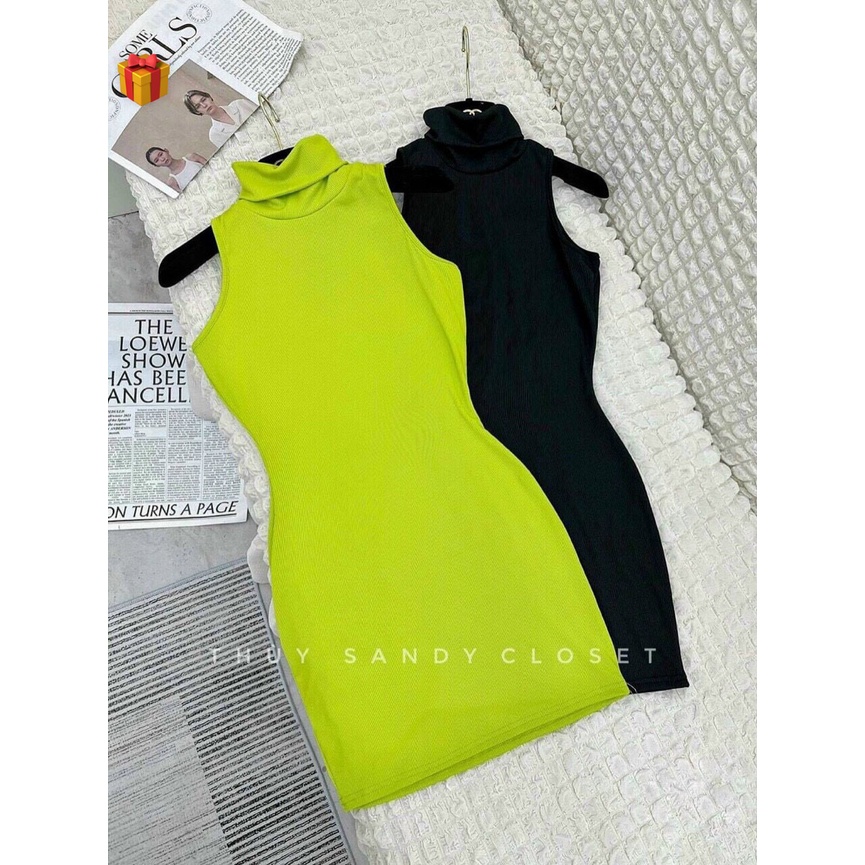 đầm cổ cao sát nách dáng ngắn tôn dáng