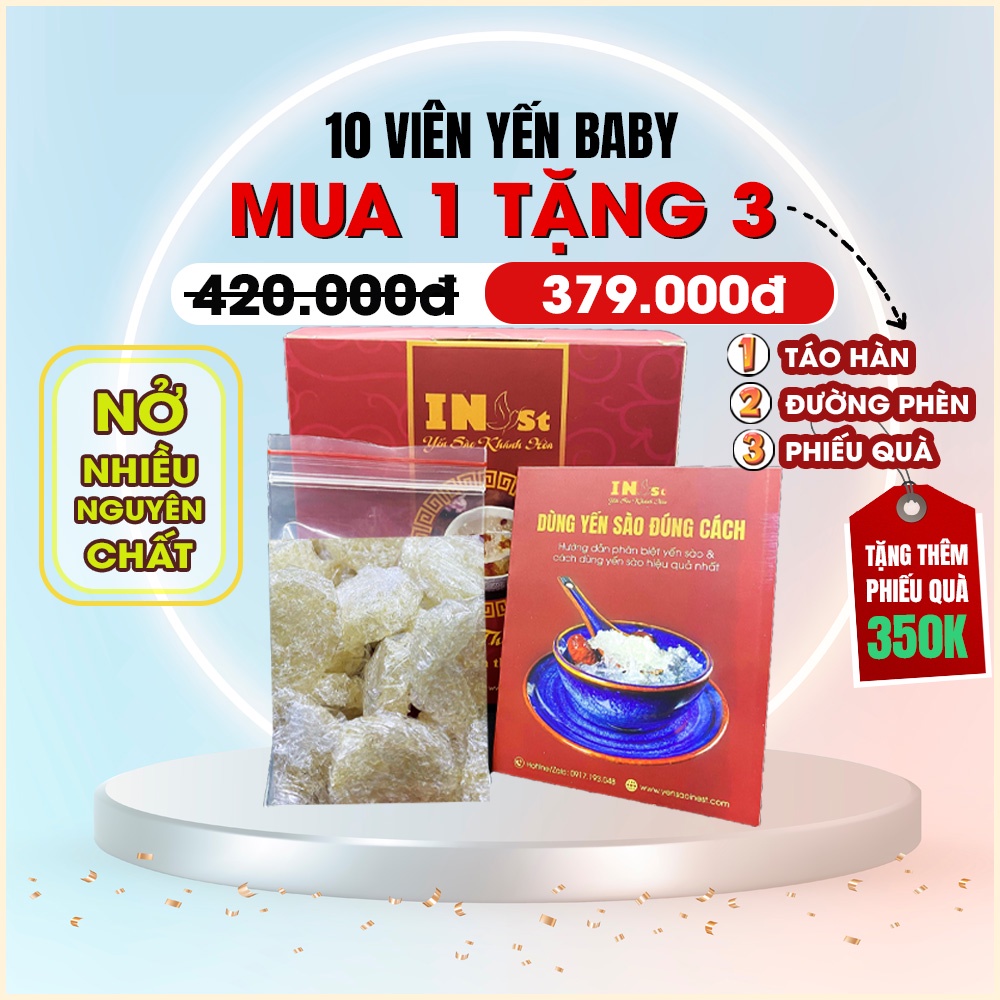 10 Yến Vụn Viên Baby Tinh Chế TẶNG KÈM 2 HŨ CHƯNG Yến Vụn Nguyên Chất Sạch Lông- Yến Sào Khánh Hòa INest