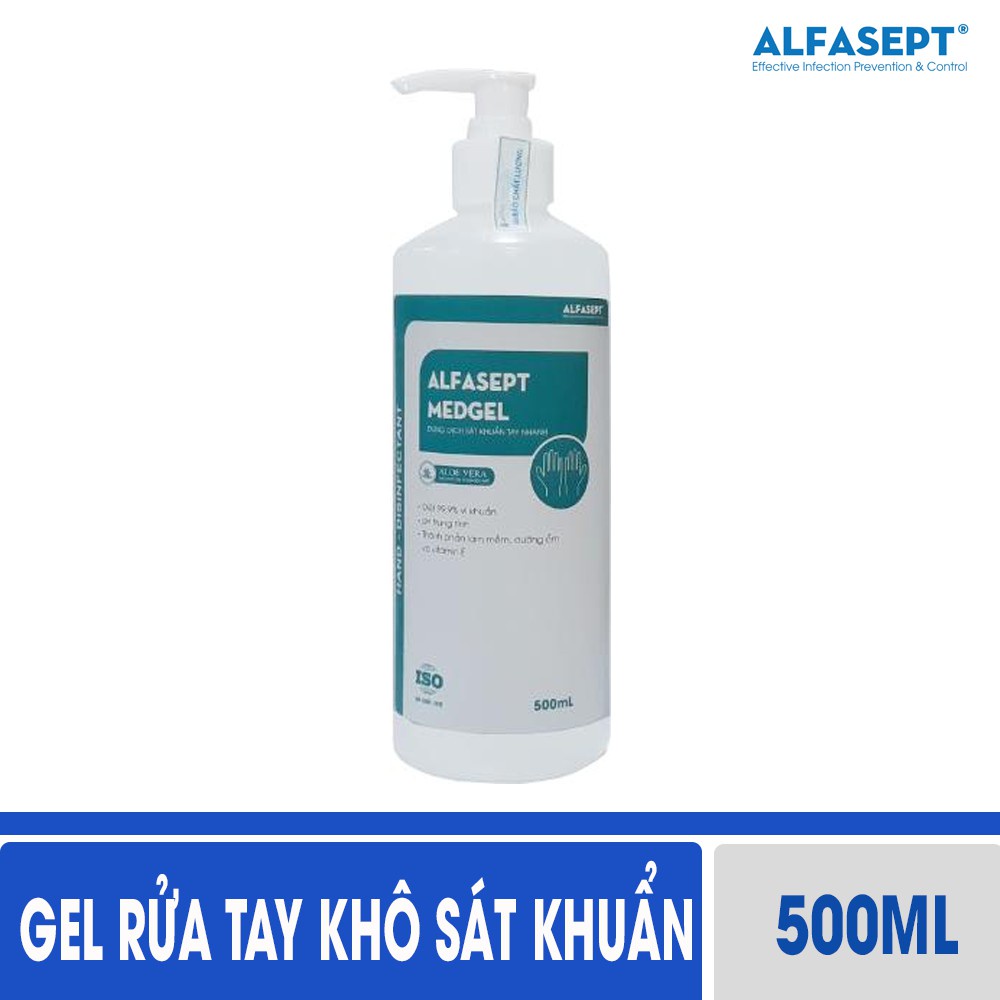 Dung Dịch Rửa Tay Khô ALFASEPT Med Gel Giúp Diệt Khuẩn Toàn Diện, Nhanh Chóng Với Hệ Phức Hợp Chất Dưỡng Ẩm Lọ 500ml