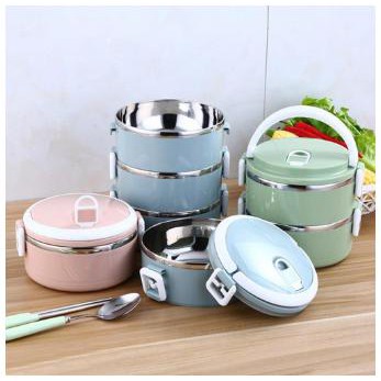 Hộp cơm giữ nhiệt 2 tầng, 4 tầng lúa mạch lõi inox 304 cao cấp khoá chống tràn, cà men đựng cơm tiện lọi an toàn