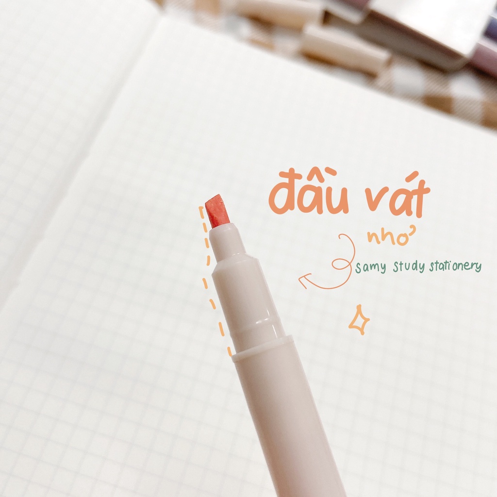 SET 6 BÚT HIGHLIGHT ĐẦU NHỎ WD-006 TONE MÀU PASTEL ĐÁNH DẤU BÀI HỌC TAKE NOTES