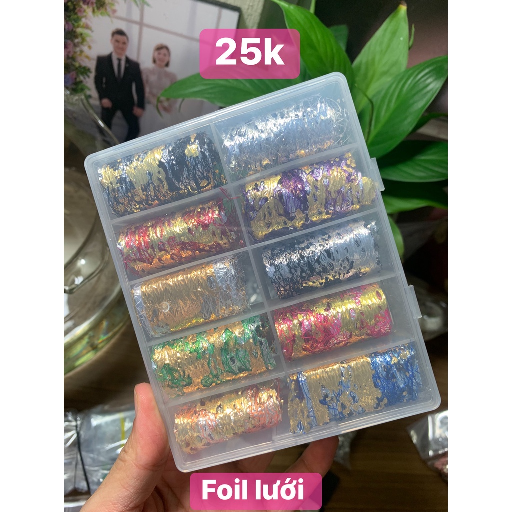 Foi thương hiệu,foi báo,foi hoa, foi dán móng khay 10 ô