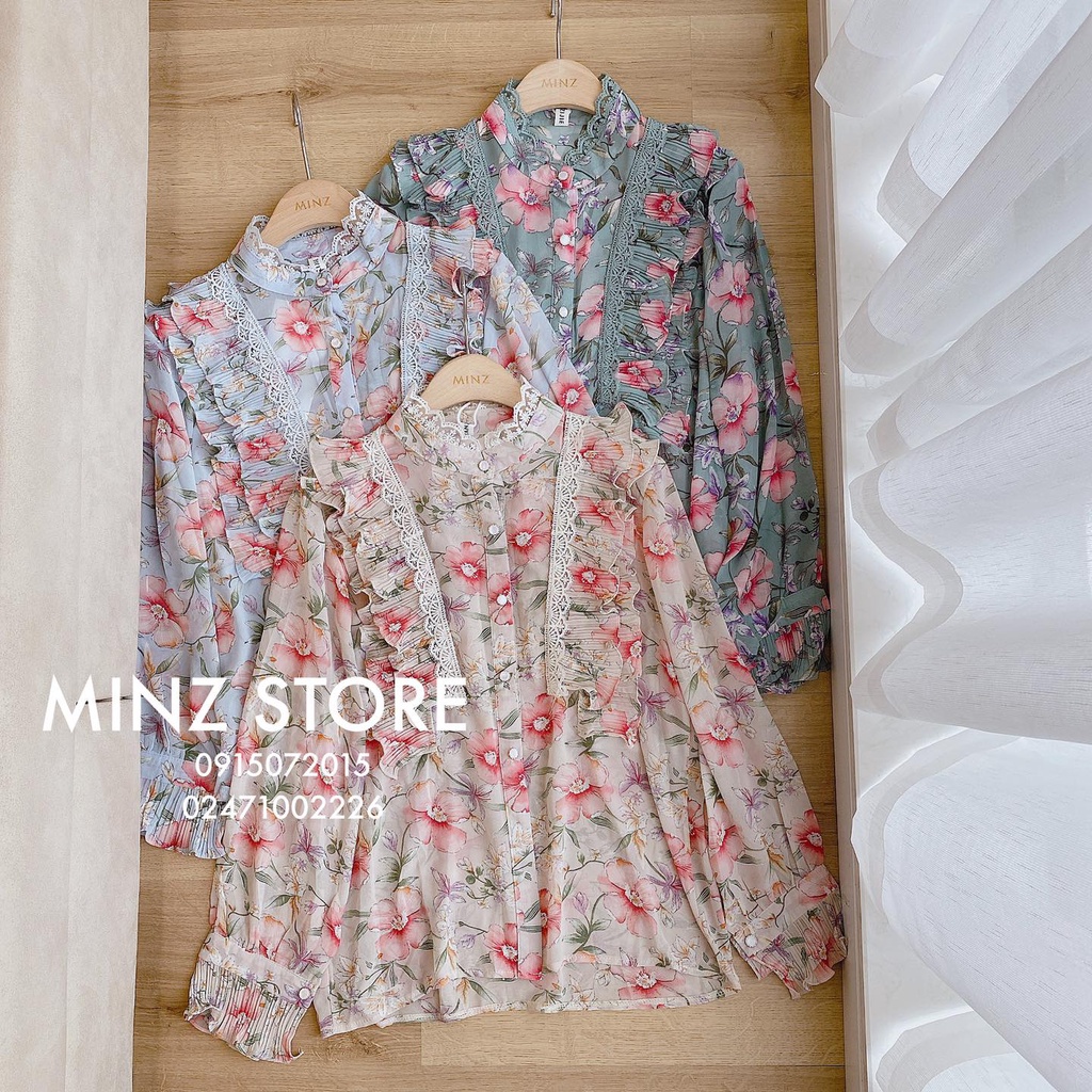 Áo voan 2 bèo dập ly #8811 (4 màu)