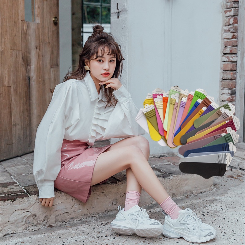 Tất vớ nữ nam cao cổ dài Nhún dễ thương hàn quốc đẹp Novset cổ cao nhún đủ màu trơn  [ TẤT NHÚN TRƠN ] [ MÃ A802 ]