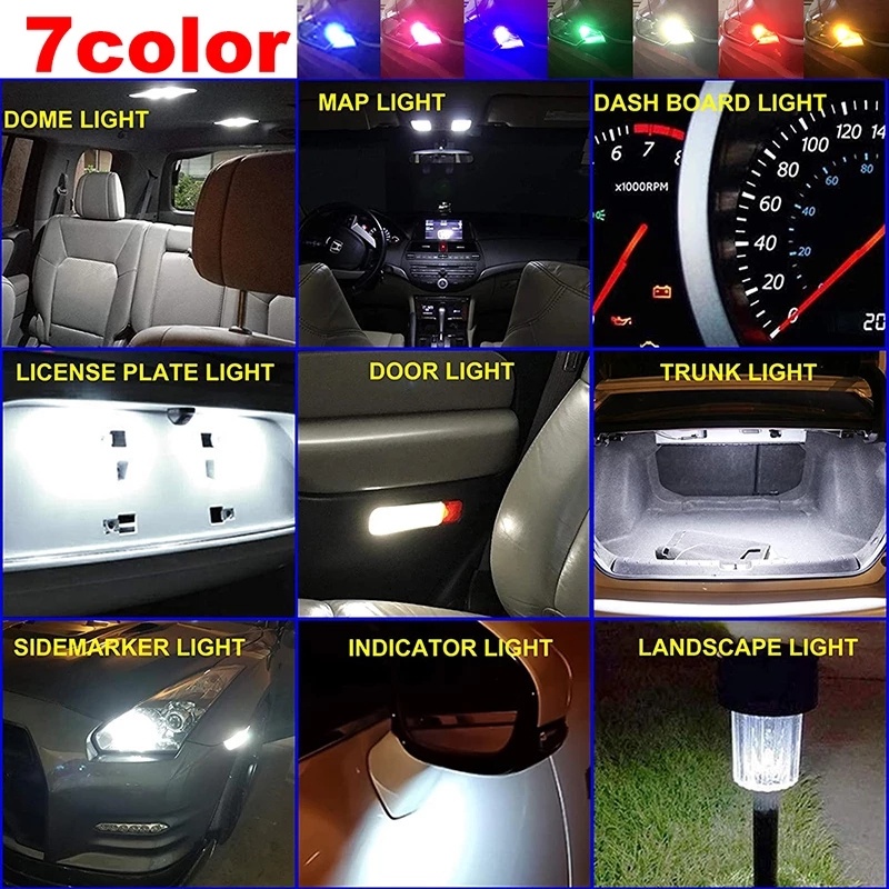 2pcs Cặp Đèn Led Cob T10 3000k 6000 Ánh Sáng Trắng / Xanh Dương / Đỏ / Hổ Phách Cho Xe Hơi