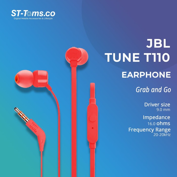 Tai Nghe Nhét Tai Jbl T110 Màu Đỏ