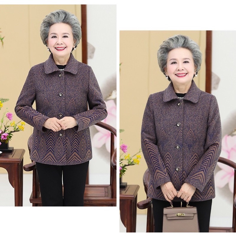 Áo khoác dạ lót lông dày ấm tặng bà/mẹ