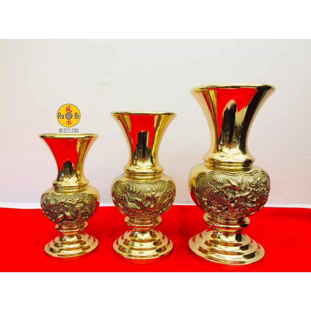 Bình Bông Hạc Liễu 18cm - Vật Phẩm Đồng Thờ Cúng Vĩnh Tiến Chất Lượng Cao