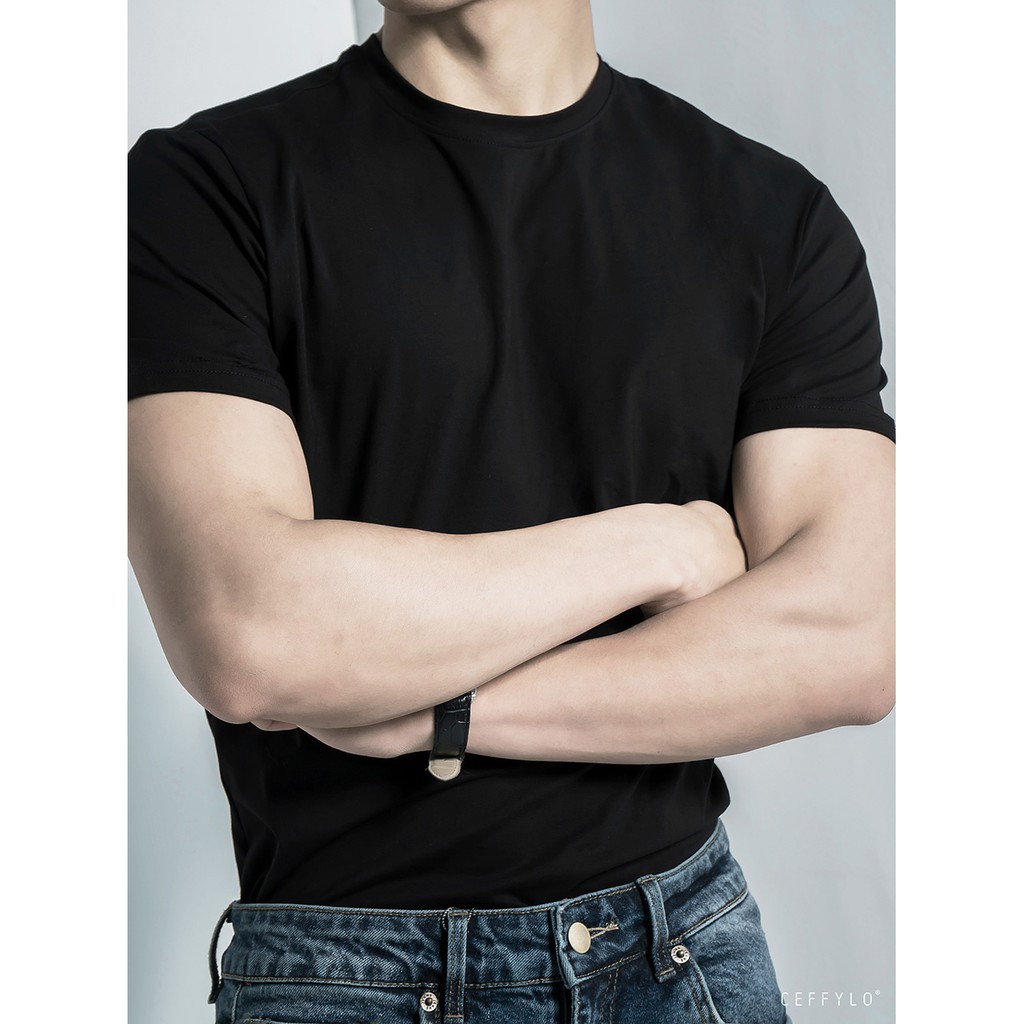 Áo phông nam cổ tròn, trơn, cotton cao cấp, co giãn 4 chiều Ceffylo. Áo thun cotton nam,local brand, trắng, đen, be, ghi | BigBuy360 - bigbuy360.vn