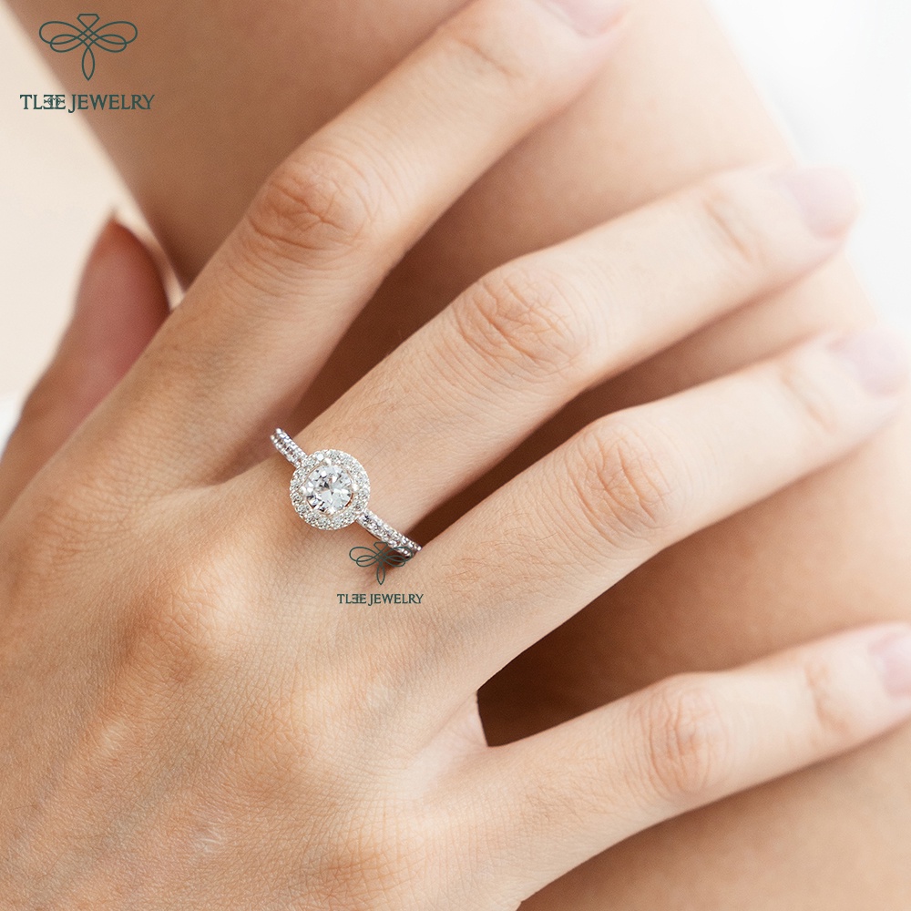 Nhẫn bạc nữ TLEE đá tròn viền nạm đá sang trọng TleeJewelry A0167