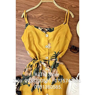 ĐẦM MAXI SUÔNG 2 DÂY HOA CÚC