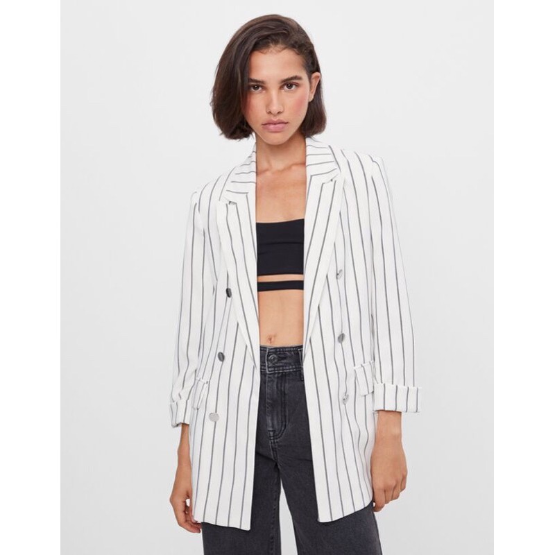 Bershka Đức  Áo blazer sale auth new tag cao cấp chính hãng BSK có sẵn vest khoác form dáng dài có lót hai 2 lớp độn vai | BigBuy360 - bigbuy360.vn
