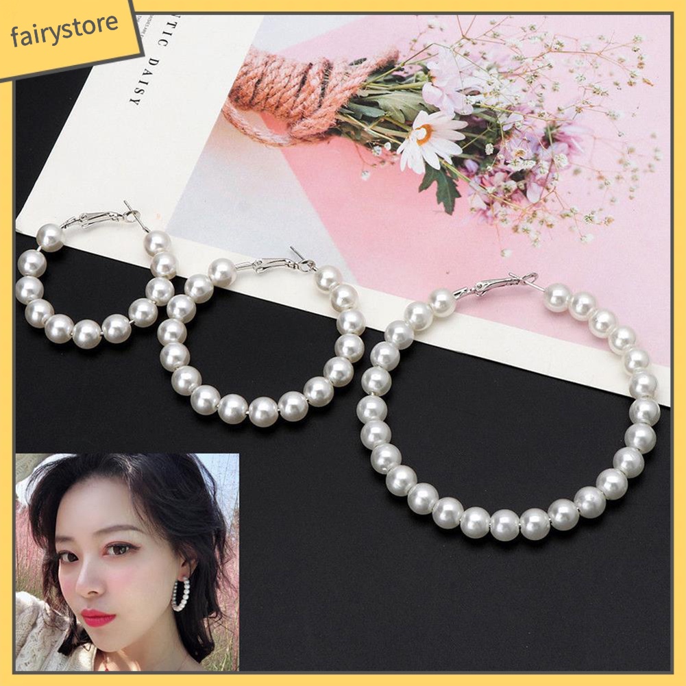 Bông Tai Hợp Kim Đính Ngọc Trai Giả Kiểu Dáng Thanh Lịch