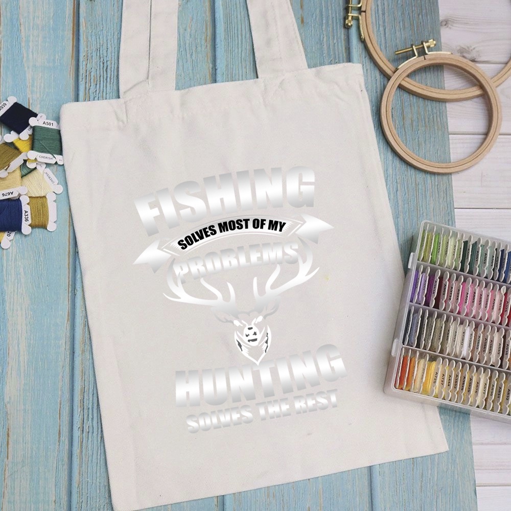 Túi vải túi Tote FISHING - Mẫu 1 vải canvas dày đẹp cho nữ có khóa miệng đi học đi chơi. In hình theo yêu cầu