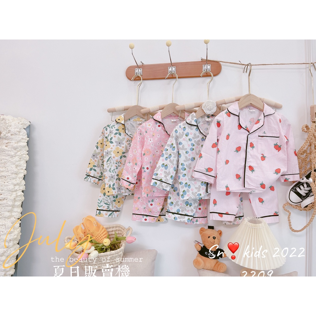 Pijama dài tay cho bé, bộ đồ ngủ pijama chất vải thô lụa xịn xò, mềm mại cho bé gái
