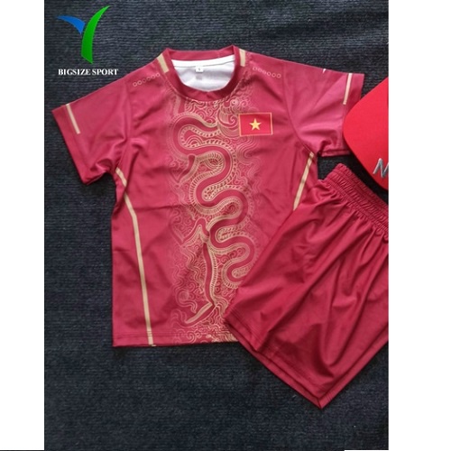 Bộ Bóng Đá Club Việt Nam Màu Đỏ In Rồng Dành Cho Người Mập