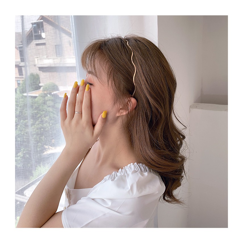 Băng đô bằng kim loại dạng gợn sóng thiết kế đơn giản ngọt ngào phong cách Hàn Quốc cho nữ