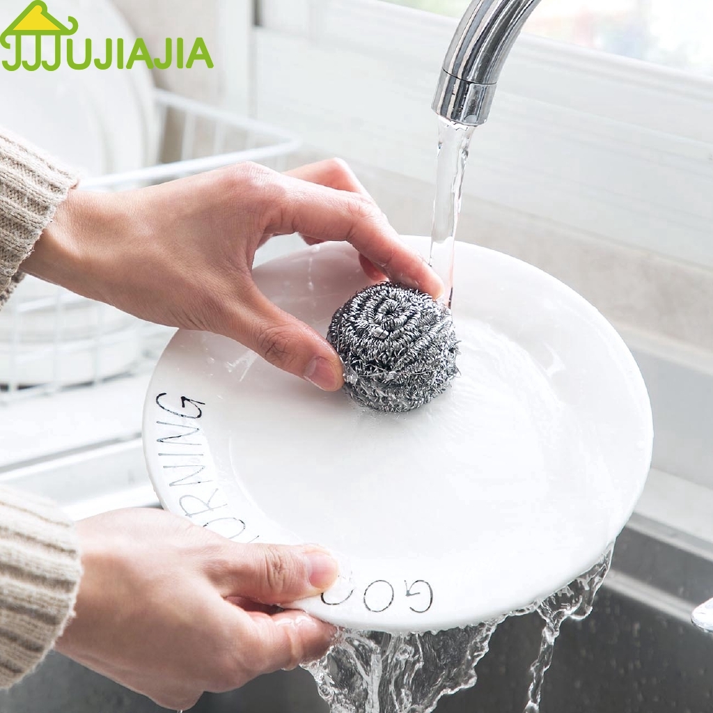 Set 10 Nùi Chùi Rửa Nồi Chảo JUJIAJIA Bằng Sợi Thép Không Gỉ Mỏng