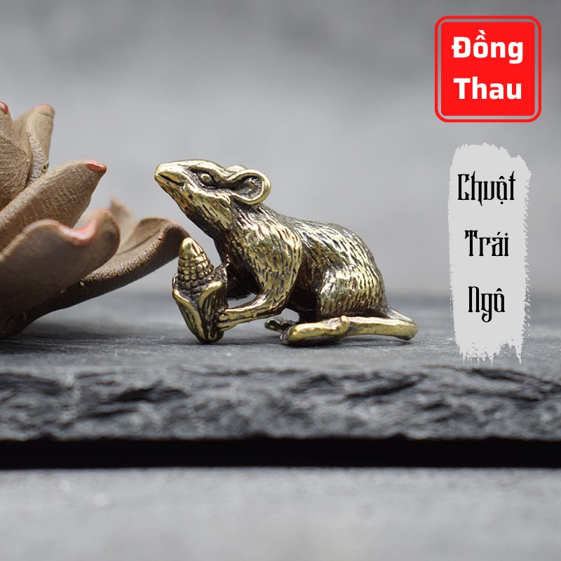 Tượng Đồng Phong Thủy May Mắn Tài Lộc Hình Con Chuột Ngô Bằng Đồng