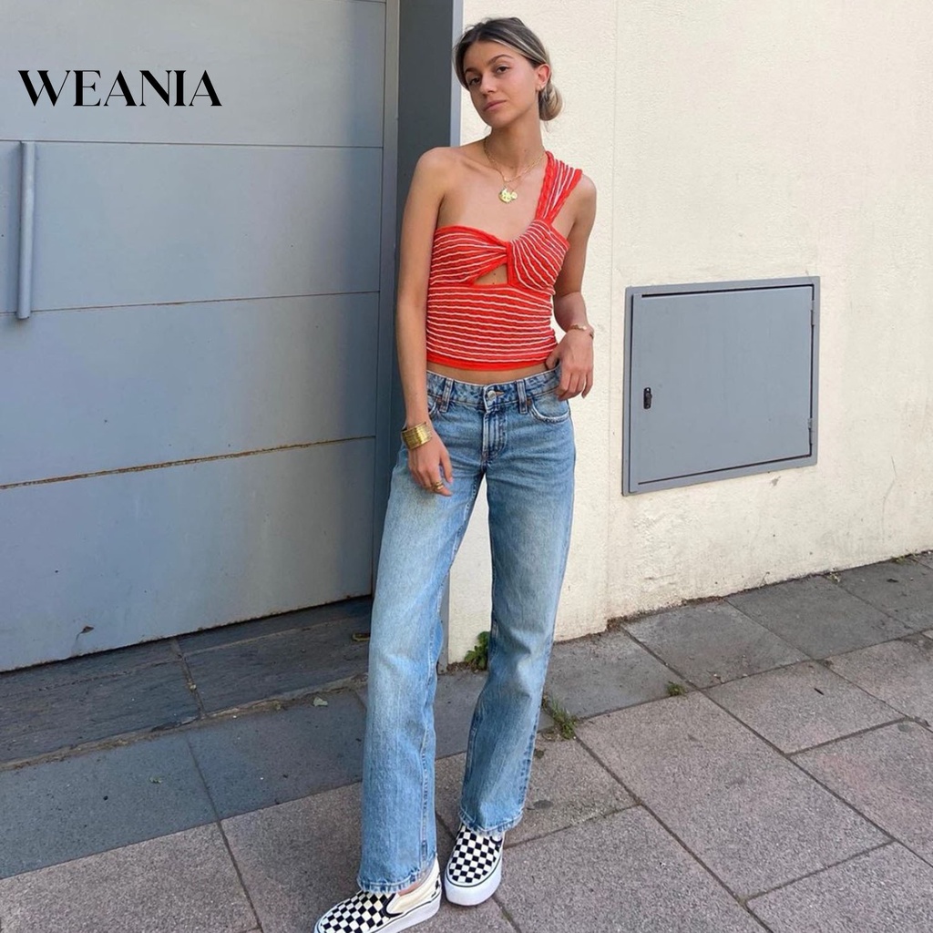 Áo Dệt Kim Sát Nách Kẻ Sọc Ngang Trẻ Trung Hợp Thời Trang Cho Bạn Gái