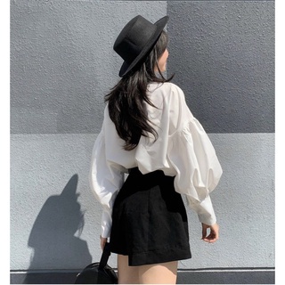 Quần đùi trắng nữ gập gấu cạp cao vải kaki tôn dáng Miss girl M610