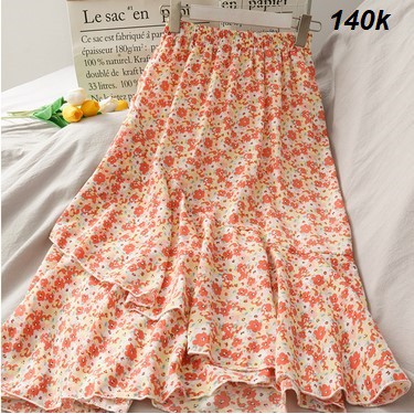 [Sẵn Đen] Chân Váy Voan Dài Hoạ Tiết Hoa Nhí Hang QCCC | BigBuy360 - bigbuy360.vn