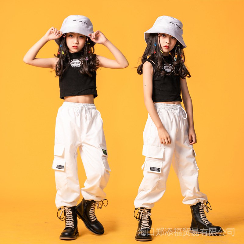 Bộ Trang Phục Nhảy Hip Hop Tay Ngắn Thời Trang Mùa Hè Cho Bé Gái