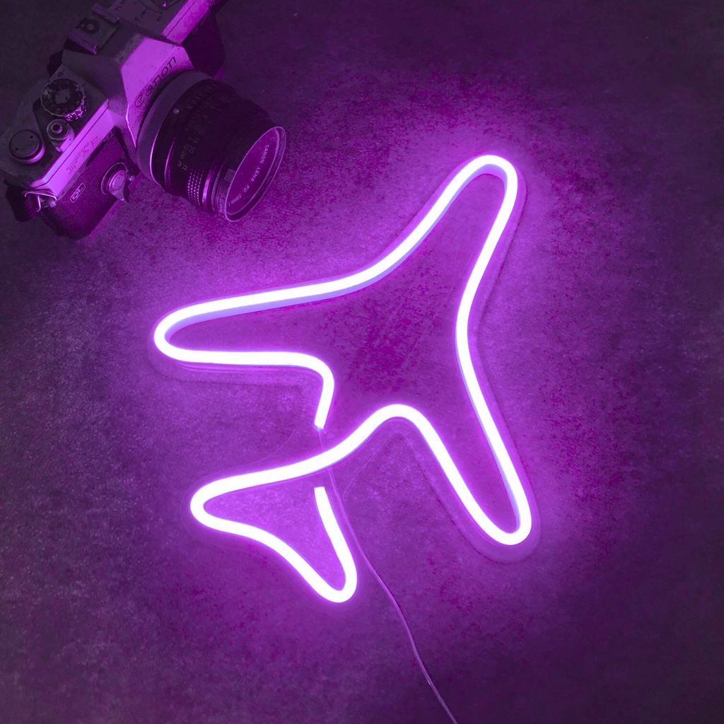 Đèn led Neon | Hình Máy Bay | 25X30cm | Decor phòng ngủ | Đèn ngủ để bàn | Quà Tặng Cực Chất- Mixj