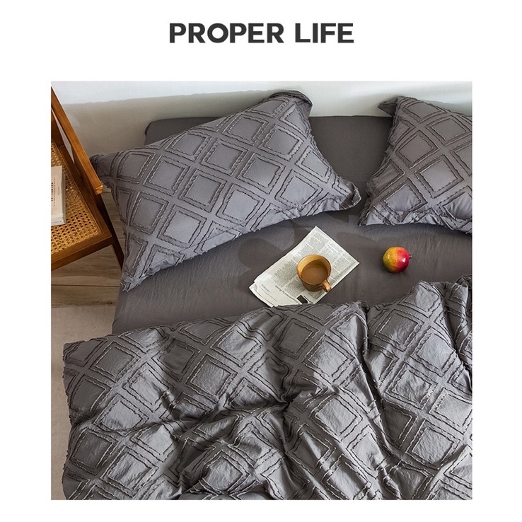 Set Bộ Vỏ chăn Ga Đũi Dệt Thô Phong Cách Hàn Quốc _ shinbedding